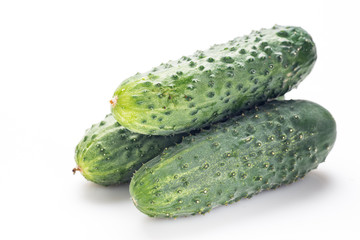 Fresh cucumbers isolated on white background