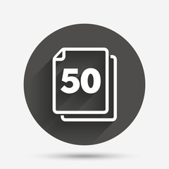 In pack 50 sheets sign icon. 50 papers symbol.