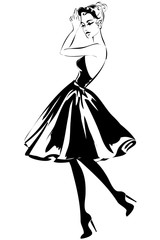 Black and white retro fashion woman model - 118561722