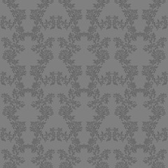 Floral seamless pattern with decoration tracery on a gray background. Wallpaper in vintage style
