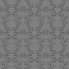 Floral seamless pattern with decoration tracery on a gray background. Wallpaper in vintage style