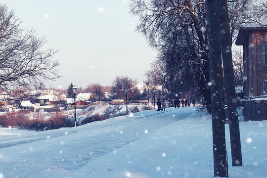 city footpath winter