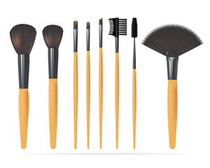 Set of Realistic Make Up Brushes. Vector illustration