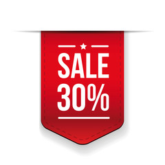 Sale 30% off banner red ribon