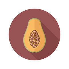 Papaya flat icon. Tropical fruit
