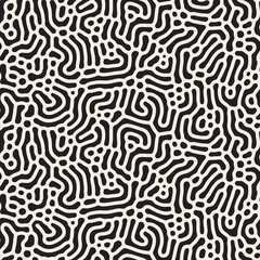 Vector Seamless Black and White Organic Lines Pattern