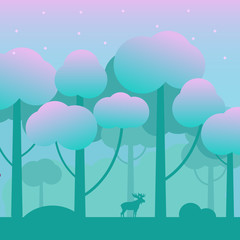 Game fantasy wood background. Mobile game level background. Forest backdrop concept for games, cartoons and mobile app.