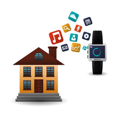 watch smart house home technology app icon set. Flat and Colorful illustration. Vector illustration