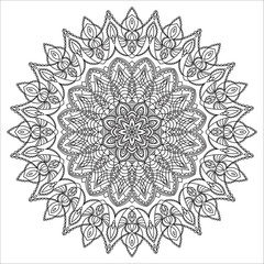 Hand drawing zentangle element. Black and white. Flower mandala