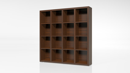 Shelf, wooden furniture isolated on white backgroundround