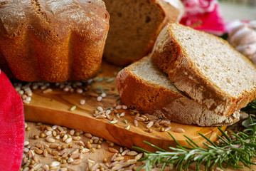 Freshly baked homemade sourdough spelt bread
