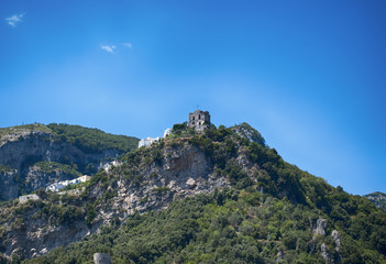 Fototapeta na wymiar Ruin medieval church from Amalfi village