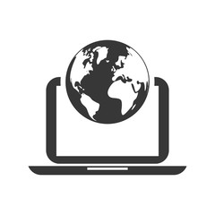 global communication planet laptop internet icon. Flat and Isolated design. Vector illustration