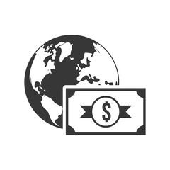 planet bill money financial commerce icon. Flat and Isolated design. Vector illustration