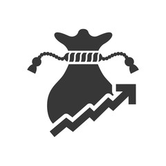 arrow growth money bag financial commerce icon. Flat and Isolated design. Vector illustration