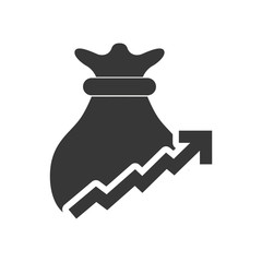 arrow growth money bag financial commerce icon. Flat and Isolated design. Vector illustration