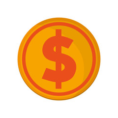 flat design dollar coin icon vector illustration