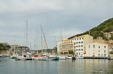 Fototapeta na wymiar Coastal town Bonifacio in the Mediterranean island Corsica