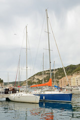 Fototapeta premium Modern yachts in Bonifacio harbor