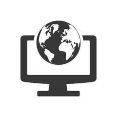 global communication planet computer internet icon. Flat and Isolated design. Vector illustration