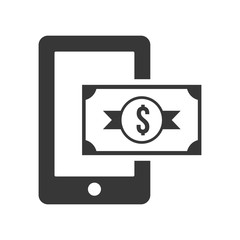 bill smartphone money financial commerce icon. Flat and Isolated design. Vector illustration