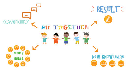 Infographics on the theme of friendship, teamwork, training and education. Planning.