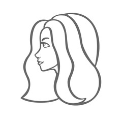 Outline profile portrait of beautiful girl on a white background. Doodle illustration