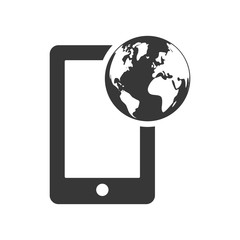 global communication planet smartphone internet icon. Flat and Isolated design. Vector illustration