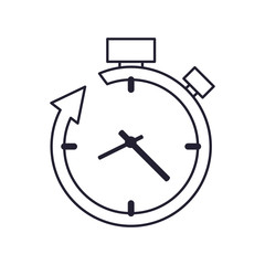 flat design clock and arrow icon vector illustration