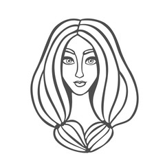 Outline portrait of beautiful girl on a white background. Doodle illustration