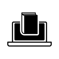 ebook book laptop technology reading icon. Flat silhouette and isolated design. Vector illustration