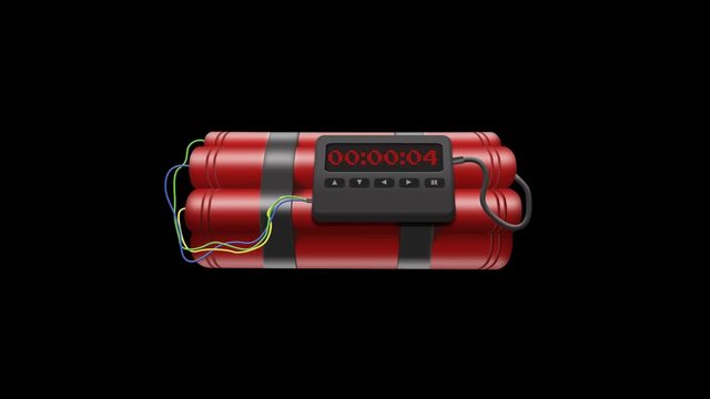 Countdown Dynamite Bomb alpha. 10 seconds high quality animation