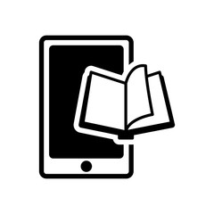 ebook book smartphone technology reading icon. Flat silhouette and isolated design. Vector illustration