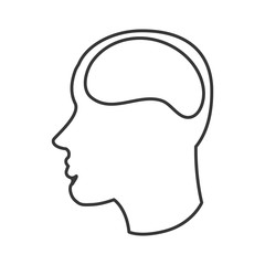 flat design human brain in head icon vector illustration