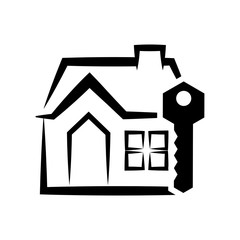 home house key silhouette real estate icon. Flat and Isolated design. Vector illustration