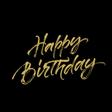 Happy birthday greeting card with golden halftone effect