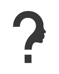 Fototapeta na wymiar flat design question mark and face profile silhouette icon vector illustration