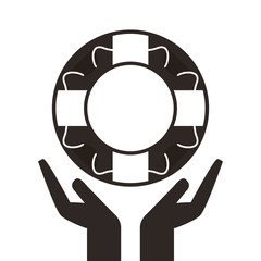 flat design hands and life preserver icon vector illustration