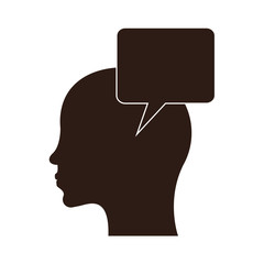 flat design head with conversation bubble icon vector illustration