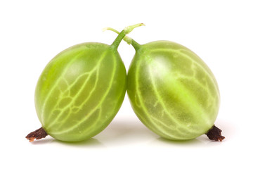 two gooseberry isolated on white background close-up macro