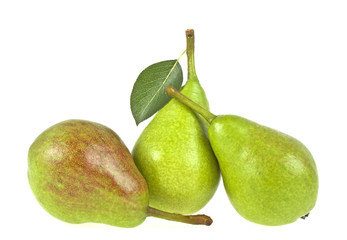 Three pears on white background