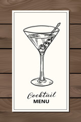 Hand drawn martini cocktail
