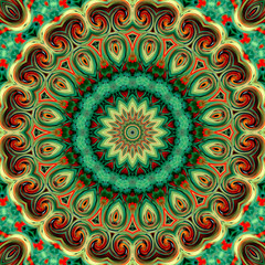 Glass vitrage mosaic kaleidoscopic seamless pattern