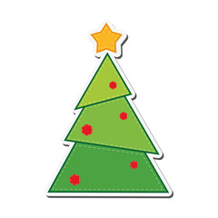 pine tree merry chistmas celebration icon. Flat and Isolated illustration. Vector illustration