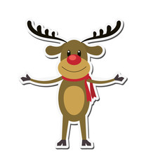 reindeer deer cartoon merry chistmas celebration icon. Flat and Isolated illustration. Vector illustration