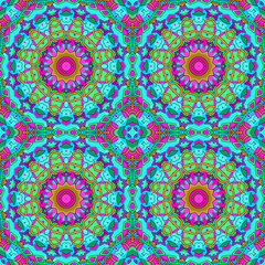 Glass vitrage mosaic kaleidoscopic seamless pattern