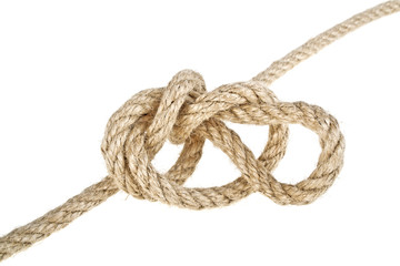 Close up of a rope on white background