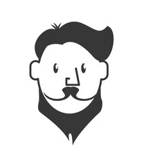 hipster style man mustache male cartoon vintage icon. Flat and Isolated design. Vector illustration