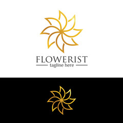 Fototapeta na wymiar Gold Luxury Flower Logo Concept Template v.8