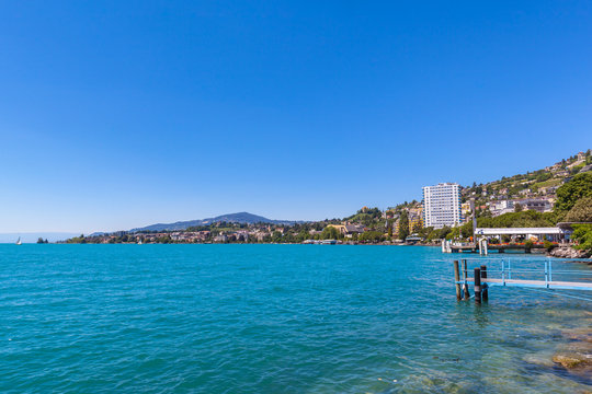 Beautiful view of Geneva lake and Montreux